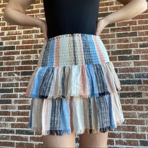 Aerie pastel smocked tiered mini fit and flare skirt elastic waist size XS